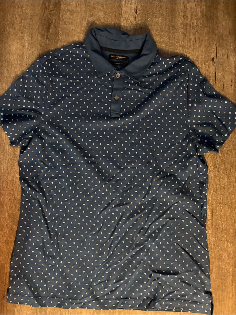 Banana Republic Navy Polo with White Micro Dot Pattern